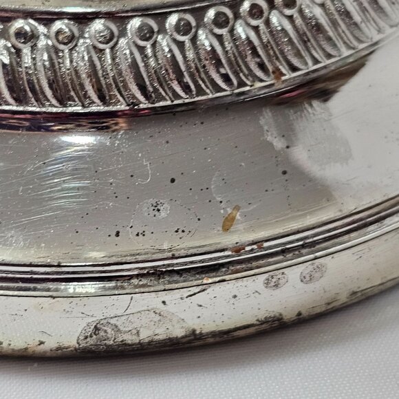 Vintage Silver Glass Hurricane Lamp With Floral Etching 8.5" french country chic - Picture 4 of 9